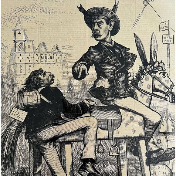 Thomas Nast Hobby In The Kindergarten 1874 Victorian Woodcut Engraving LGBinTN2 - Picture 1 of 2